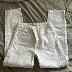 Like new, Zara - straight leg high waisted white jeans, size 2